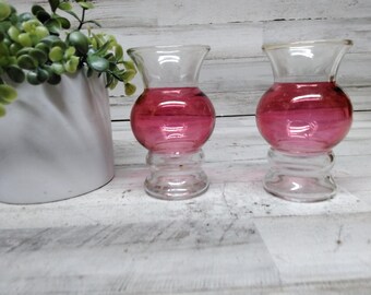 Vintage Bartlett Collins Bud Vases Glasses / Vintage Cranberry Vases /  Vintage Bud Vases