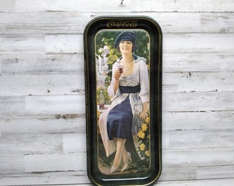 Bandeja de servicio de metal de Coca-Cola / Servicio de coque / Bandeja de coque publicitaria fechada en 1973