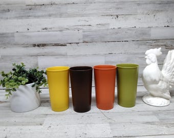 Nos Vintage Tupperware Tumblers Glas / Harvest Colors / 355 ml