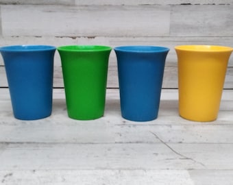Lot De Gobelets Vintage Tupperware Orange - En Mélamine, Fabriqués En France