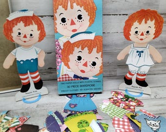 Vintage 1975 Whitman Raggedy Ann  n Andy Paper Dolls / Vintage Paper Dolls. / Harvey's Department Store. / 1976 Dolls and Paper Clothes
