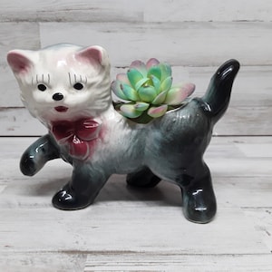 Ceramic Cat Planter / Succulent Planter / Cat Planter / Kitchen Planter / Farmhouse Planter
