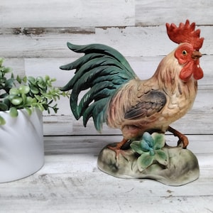 Japan Rooster Figurines  / Vintage Rooster Decor / Japan Ceramic Rooster  / Vintage Japan Ceramic Kitchen Decor  / Farmhouse Kitchen Decor