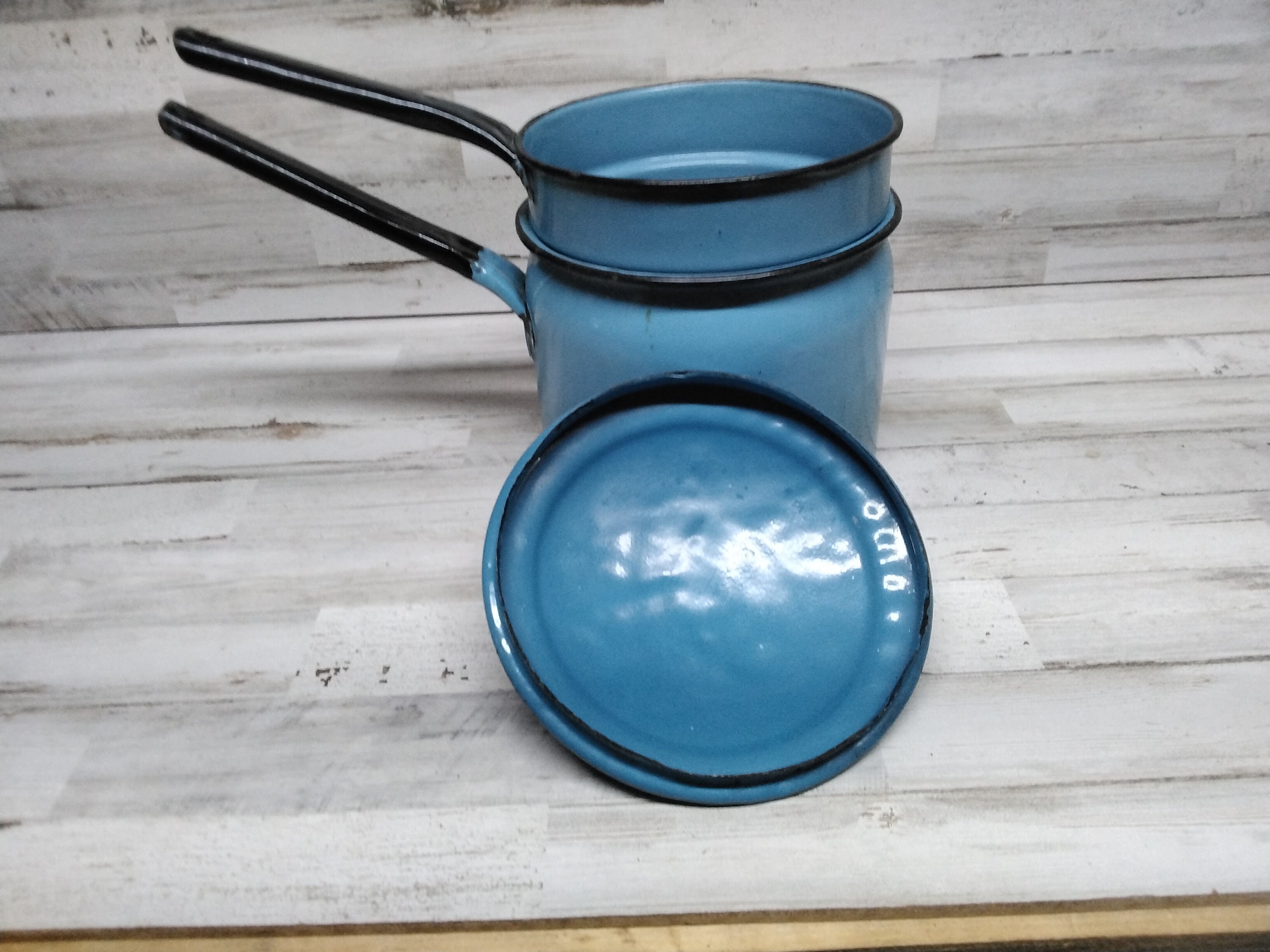 Vintage Enamelware Double Boilers / Enamel Double Boilers / Etsy