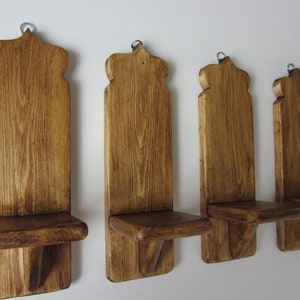 Set of 4 Moroccan style reclaimed wood wall sconce's Led candle holders Boho wall lights