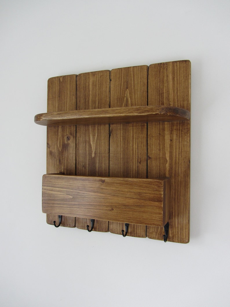 Rustic reclaimed wood kitchen organizer 4 hook key holder with Etsy