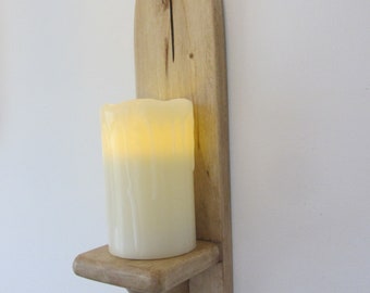 Gothic style wall sconce candle holder with carved cross / crucifix decoration  *Various sizes*