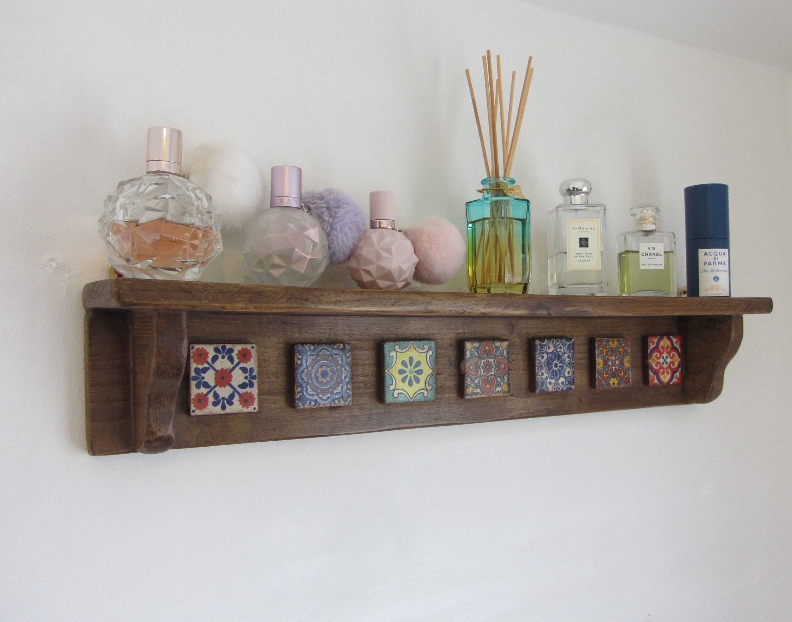 Rustic Wood Mexican Style Shelf With Hand Painted Mexican Etsy UK