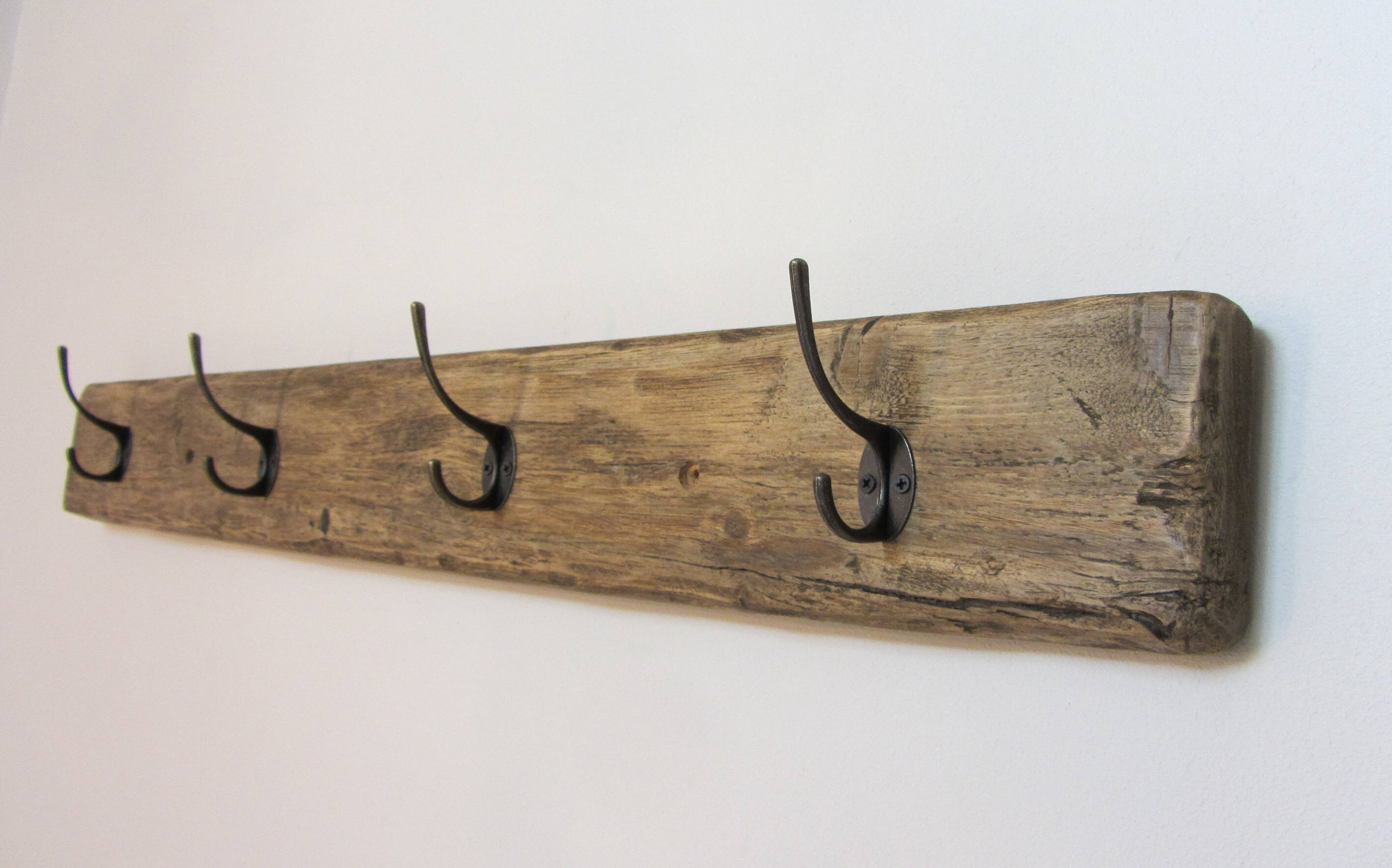 90 Cm Solid Reclaimed Plank Wood 4 Hook Antique Bronze Color - Etsy UK