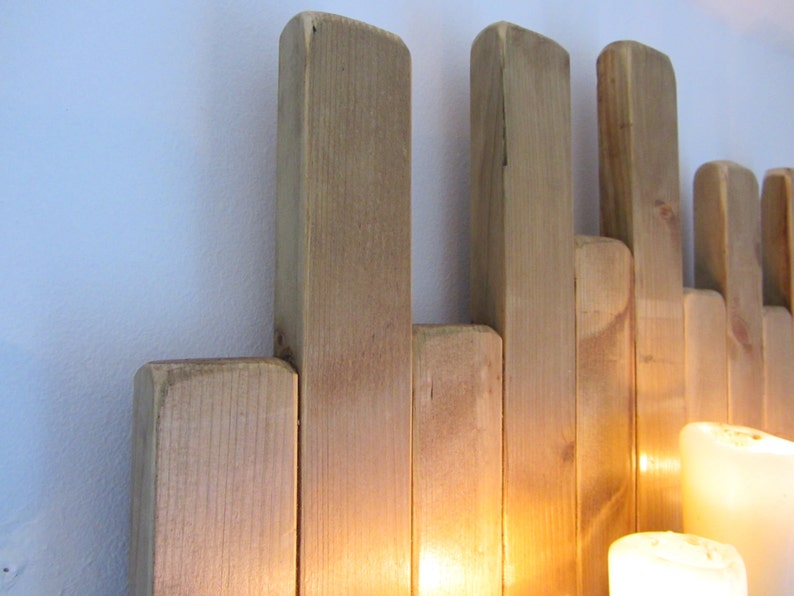 50 Cm Wide Rustic Wood Floating Shelf / LED Candle Holder Wall Etsy