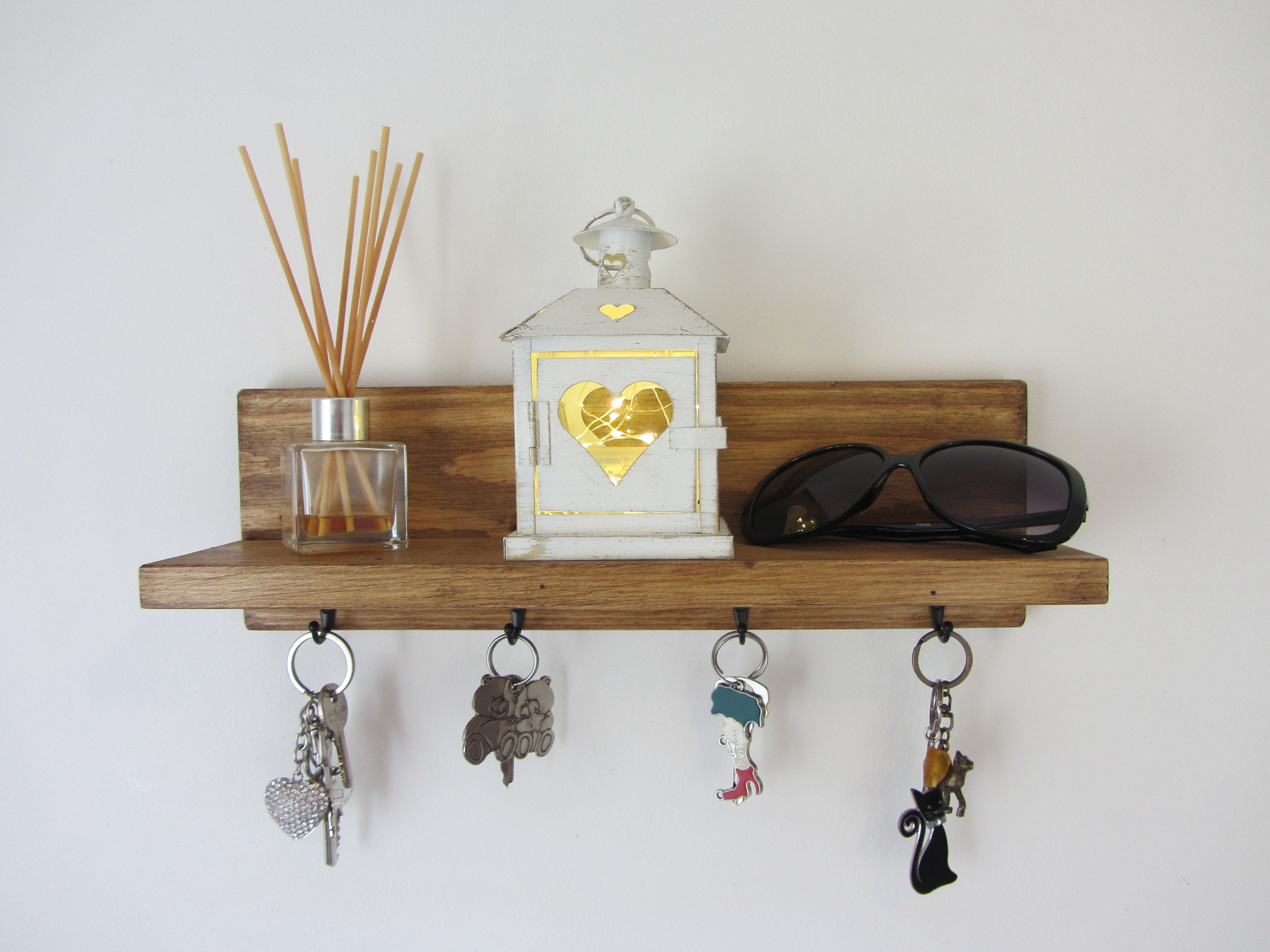 Pine Wood Key Holder With Shelf / Entryway Shelf / Key Rack / Etsy UK