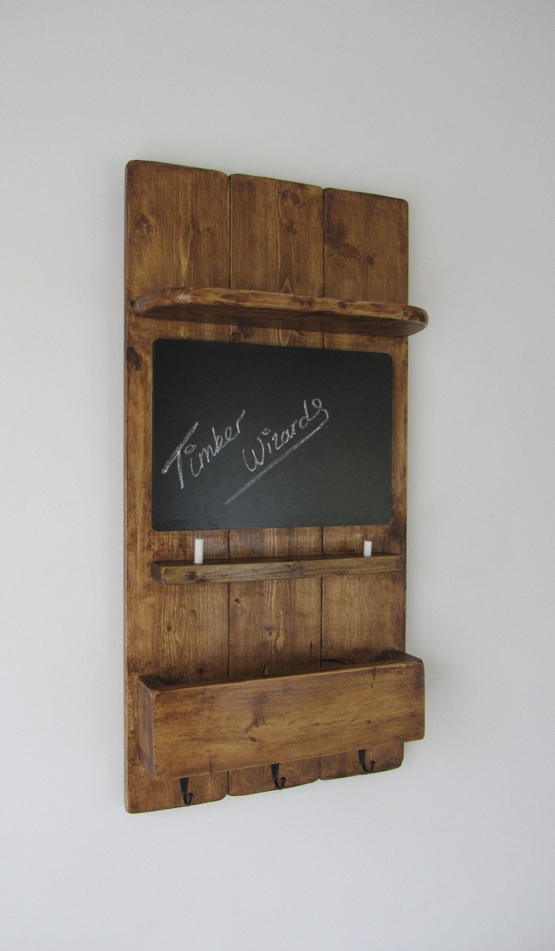 Reclaimed Wood Kitchen Organizer 3 Hook Key Holder With Shelf Etsy