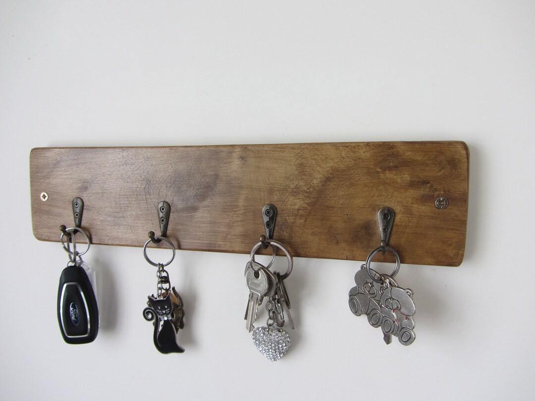 Wood Key Key Rack Rustic Waxed Wood Key Holder / Key Rack / Kitchen Organizer 7 Colour ...