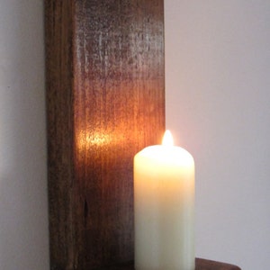 Reclaimed Wood Gothic Wall Sconce, Carved Cross Candle Holder