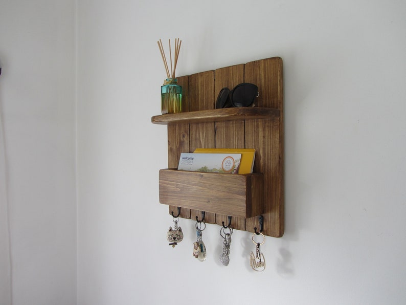 Rustic reclaimed wood kitchen organizer 4 hook key holder with Etsy