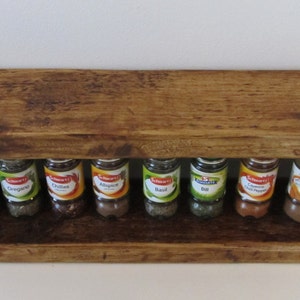 Rustic reclaimed plank wood spice rack in antique brown beeswax , various sizes available image 4