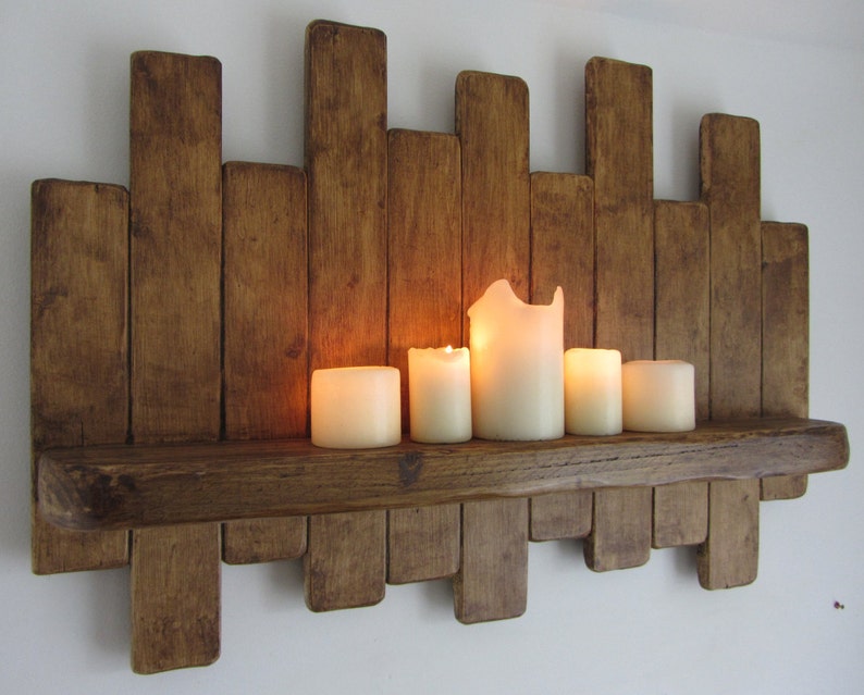 Large 77cm Reclaimed pallet wood floating shelf / rack / led Etsy