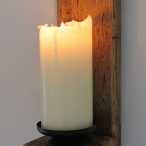 Large 60cm reclaimed plank wood wall sconce candle holder