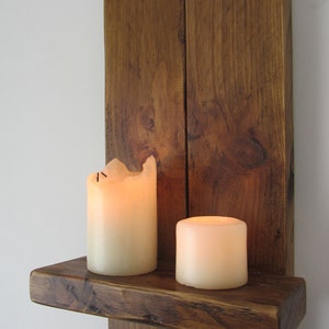 Chunky rustic reclaimed plank wood wall sconce  / shelf / LED candle holder , various lengths