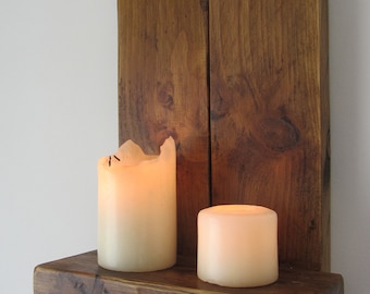 Chunky rustic reclaimed plank wood wall sconce  / shelf / LED candle holder , various lengths