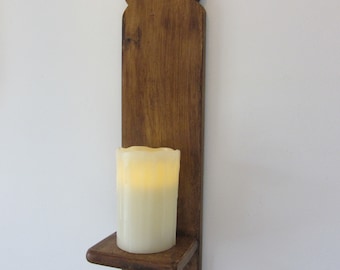 Moroccan style reclaimed wood wall sconce Led candle holder Boho wall light