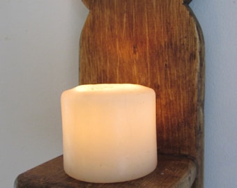 Moroccan design reclaimed pallet wood wall sconce led candle holder