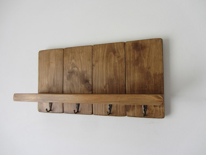 Rustic Waxed Pallet Wood Key Holder With Shelf / Entryway - Etsy UK