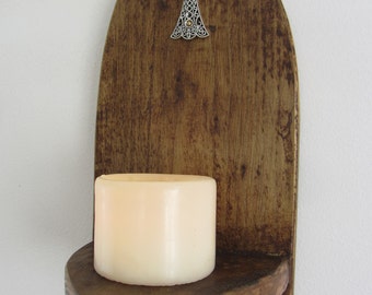 Gothic style primitive wall sconce led candle holder wall light with silver cross