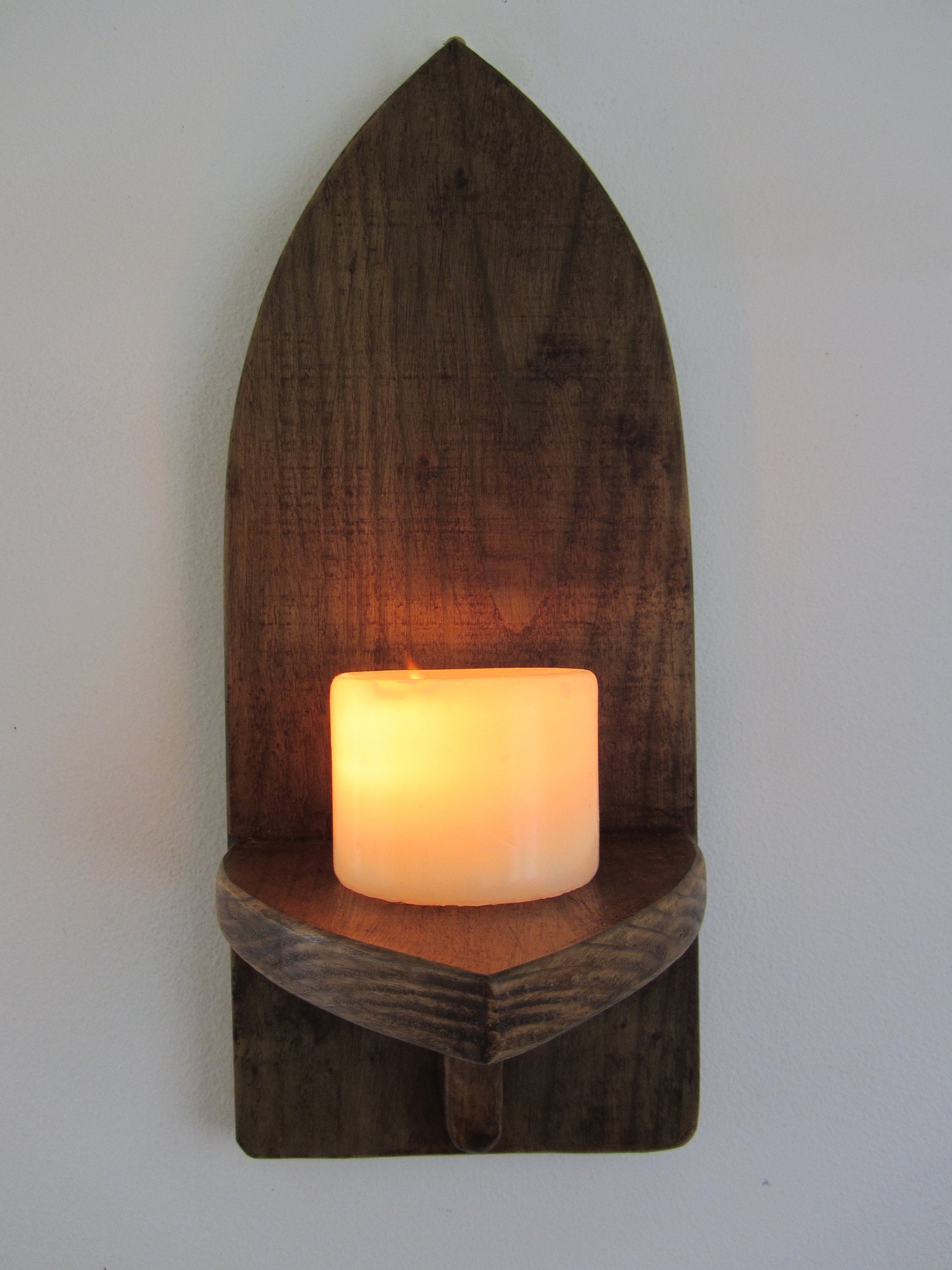 Pair of Church / Gothic Style Primitive Wall Sconce's Led Candle