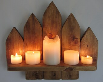 47 cm Gothic style  floating shelf LED candle holder