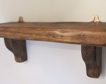 Chunky rustic reclaimed plank wood shelf , farmhouse style kitchen / bathroom shelf shabby chic shelf