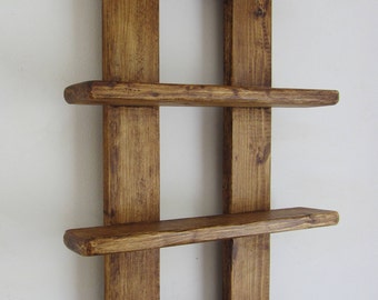 75cm tall Shabby Chic rustic reclaimed wood 4 tier floating shelf / trinket shelves / display shelves / spice rack