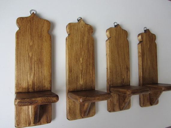 Set of 4 Moroccan style reclaimed wood wall sconce/'s Led candle holders Boho wall lights