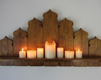 82 cm Marokkaanse koepel Teruggewonnen pallet hout zwevende plank, kandelaar schans, keukenplank, badkamer plank
