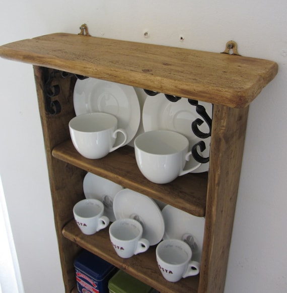 70cm Tall Shabby Chic Rustic Reclaimed Wood 3 Tier Shelf / Shelves