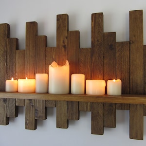 72 cm rustic reclaimed wood floating shelf / candle holder wall sconce / kitchen shelf / bathroom shelf 7 colour options