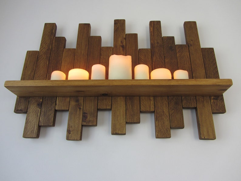 72 Cm Rustic Reclaimed Wood Floating Shelf / Candle Holder Etsy