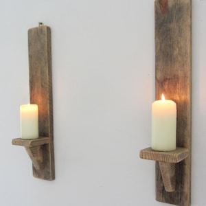 Wall Sconce Candle Holder, Wood Hanging Candleholder, Early Candle