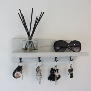 Antique French grey shabby chic key holder with shelf entryway shelf key rack kitchen organizer key hooks