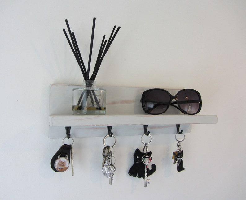 Distressed French Grey Shabby Chic Key Holder With Shelf / Entryway ...