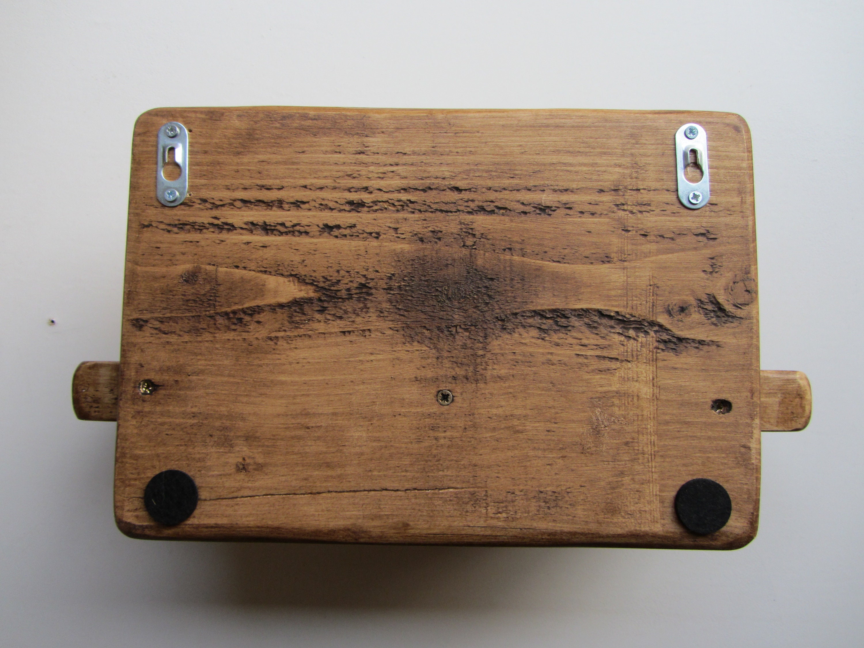 Rustic Recycled Chunky Plank Wood Key Holder With Shelf / Entryway