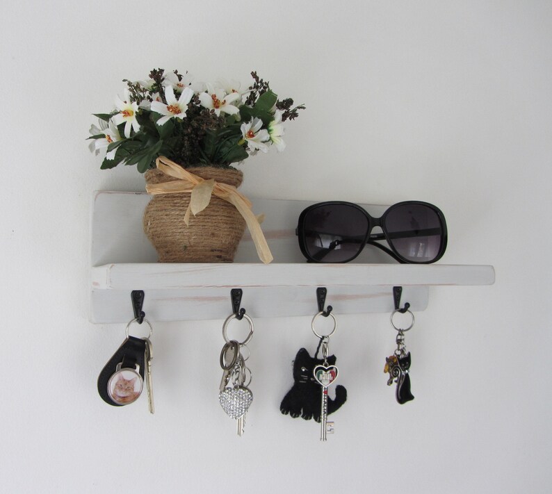 Distressed French Grey Shabby Chic Key Holder With Shelf / Entryway ...