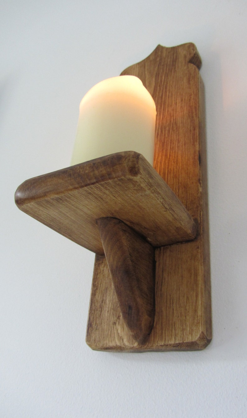 Set of 4 Moroccan style reclaimed wood wall sconce/'s Led candle holders Boho wall lights