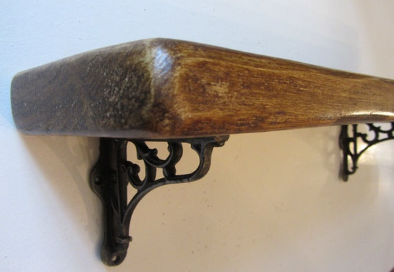 Reclaimed Chunky solid Plank Wood Rustic Farmhouse Style Shelf with Cast Iron Brackets