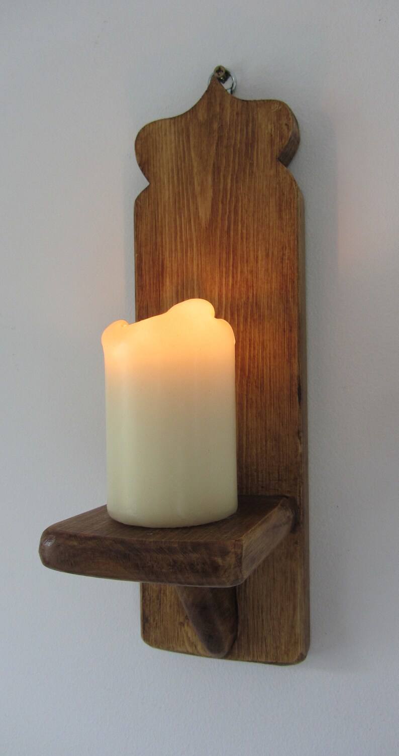 Set of 4 Moroccan style reclaimed wood wall sconce/'s Led candle holders Boho wall lights
