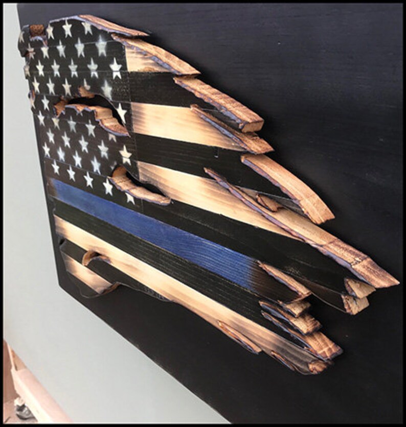 Rustic Blue Line American Flag Gun Concealment Cabinet | Etsy