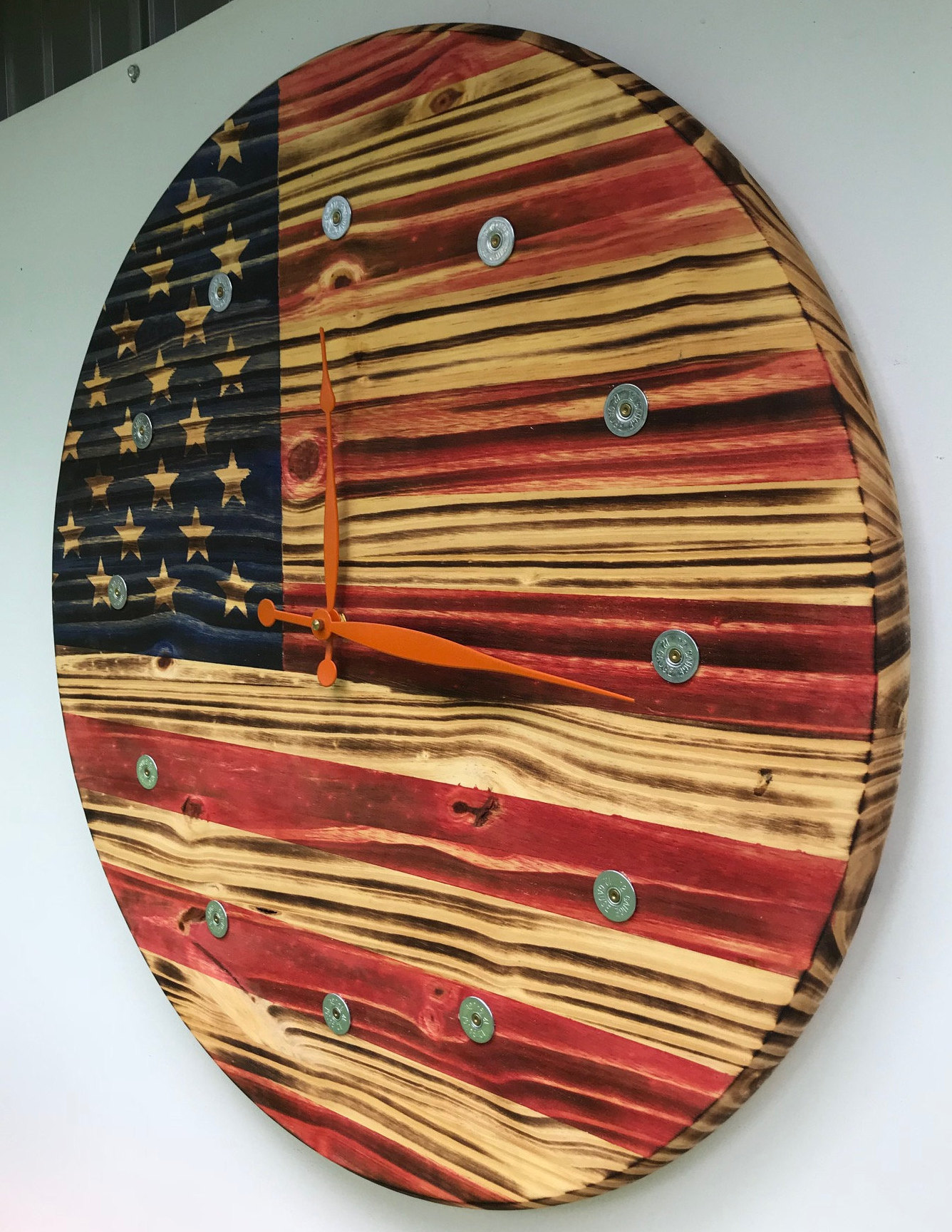 Rustic Wood American Flag Clock Wooden Clock Wall Clock Etsy