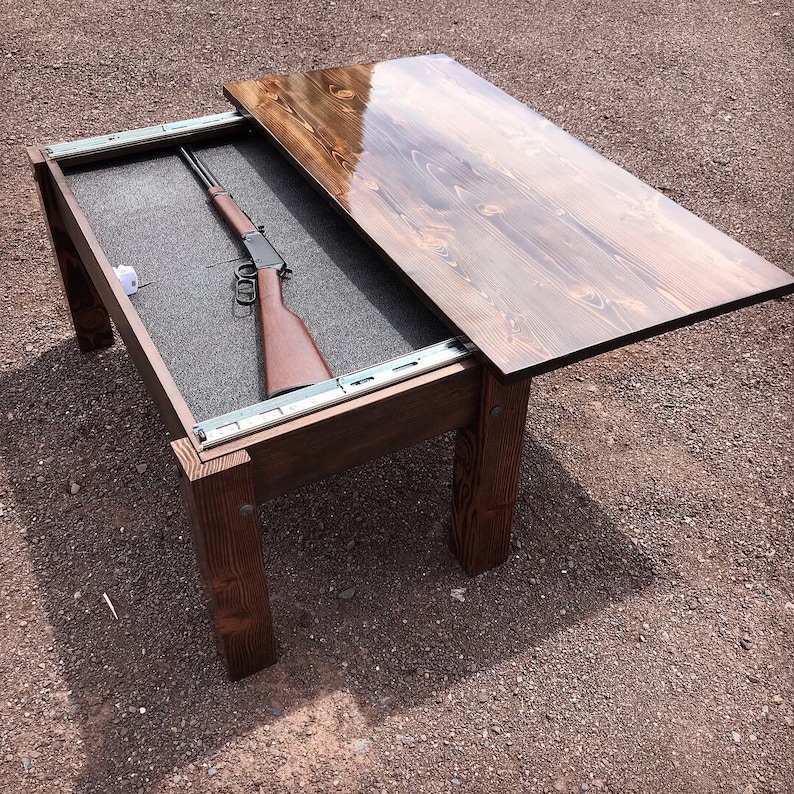 Hidden Gun Storage Rustic Coffee Table Gun Concealment Rustic Etsy