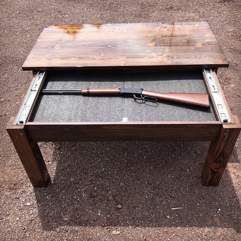 Hidden Gun Storage Rustic Coffee Table Gun Concealment Rustic Etsy