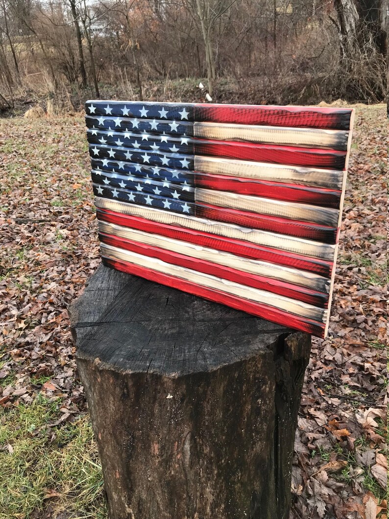 Rustic Wood American Flag Patriotic Wall Art Etsy